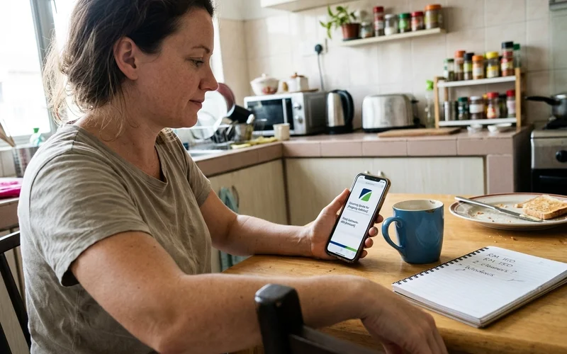 Homeowner reading a written cleaning quote on a phone